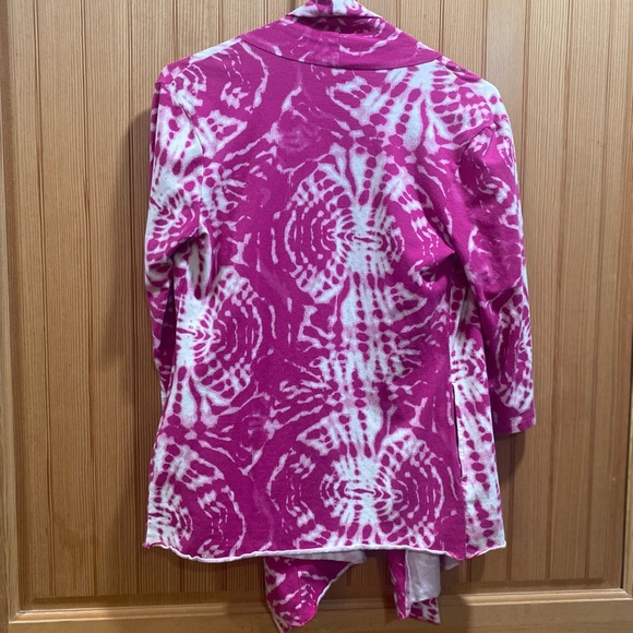 Pink Tie-Dye Open-Front Swim Coverup Cardigan - Picture 3 of 4